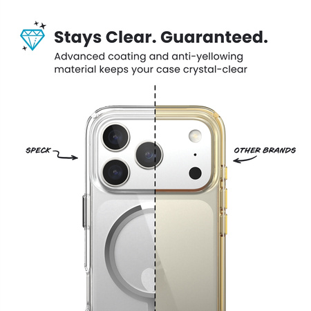Speck Presidio Perfect Clear MagSafe - Etui iPhone 17 Pro (Clear / Silver) (150972-3240)