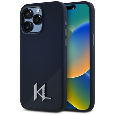 Karl Lagerfeld Silicone Shadow Metal Initial MagSafe - Etui do iPhone 15 Pro Max (czarny) (KLHMP15XSCMKMPCK)