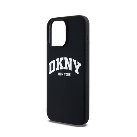 DKNY Liquid Silicone White Printed Logo MagSafe - Etui iPhone 13 Pro Max (czarny) (DKHMP13XSNYACH)