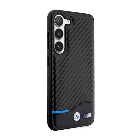 BMW Leather Carbon Blue Line - Etui Samsung Galaxy S23+ (czarny) (BMHCS23M22NBCK)