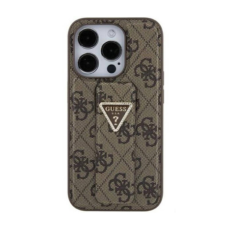 Guess Grip Stand 4G Triangle Strass Logo - Etui iPhone 15 (brązowy) (GUHCP15SPGS4TDW)