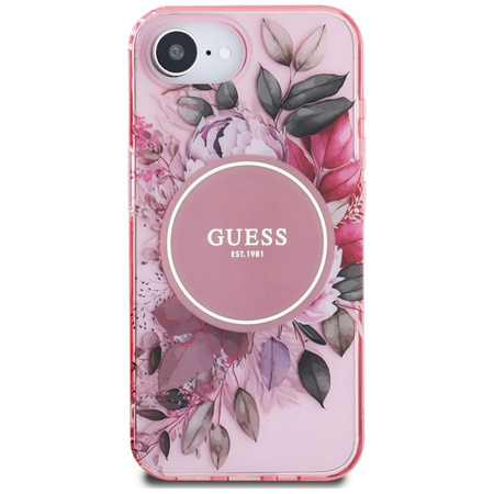 Guess IML Flowers MagSafe - Etui do iPhone 16e (różowy) (GUHMPSE4HFWBRCEP)