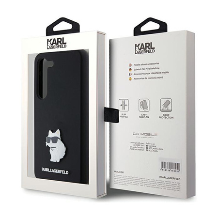 Karl Lagerfeld Silicone Choupette Metal Pin - Etui Samsung Galaxy S24 (czarny) (KLHCS24SSMHCNPK)