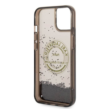 Karl Lagerfeld Liquid Glitter Round RSG Logo Case - Etui iPhone 14 (czarny) (KLHCP14SLCRSGRK)