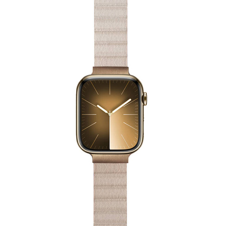 Crong Eclipse - Skórzany pasek magnetyczny Apple Watch 38/40/41/42mm (beżowy) (CRG-40ECL-BGE)