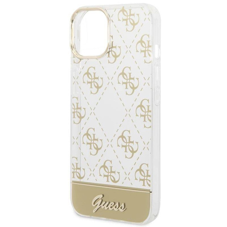 Guess 4G Stripe Script Logo Electroplated Pattern – Etui iPhone 14 Plus (złoty) (GUHCP14MHG4MHG)