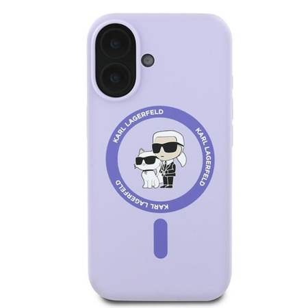 Karl Lagerfeld Silicone Karl & Choupette Ring MagSafe - Etui iPhone 16 Plus (fioletowy) (KLHMP16MSCMKCRHU)