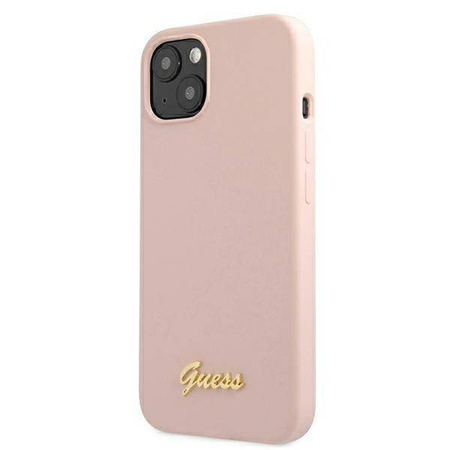 Guess Silicone Script MagSafe - Etui iPhone 13 (różowy) (GUHMP13MLSLMGLP)