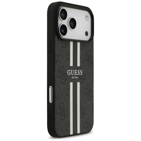 Guess 4G Printed Stripes MagSafe - Etui iPhone 17 Pro Max (czarny) (GUHMP17XP4RPSK)