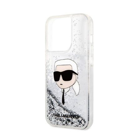 Karl Lagerfeld Liquid Glitter NFT Karl's Head - Etui iPhone 14 Pro (srebrny) (KLHCP14LLNKHCH)