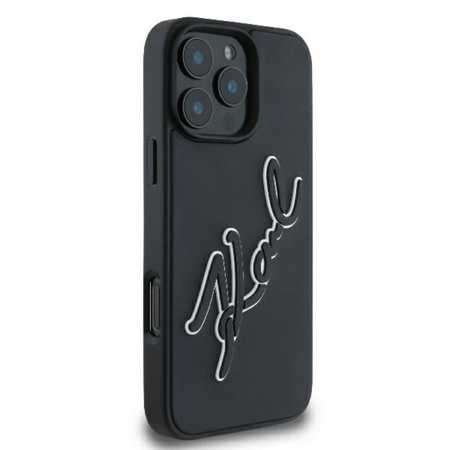 Karl Lagerfeld 3D Rubber Bicolor Signature - Etui iPhone 16 Pro (czarny) (KLHCP16L3DRKSDLK)