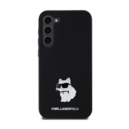 Karl Lagerfeld Silicone Choupette Metal Pin - Etui Samsung Galaxy S24+ (czarny) (KLHCS24MSMHCNPK)