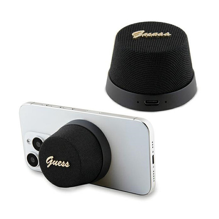 Guess Magnetic Script Metal Logo - Głośnik Bluetooth V5.3 (czarny) (GUWSC3ALSMK)