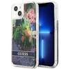 Guess Liquid Glitter Flower – Etui iPhone 13 mini (niebieski) (GUHCP13SLFLSB)