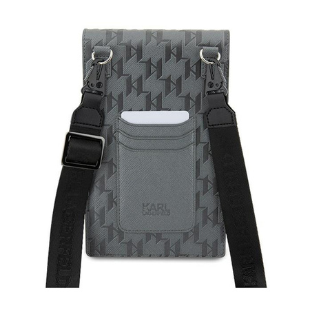 Karl Lagerfeld Saffiano Monogram Ikonik - Torebka crossbody na telefon (srebrny) (KLWBSAKHPKG)