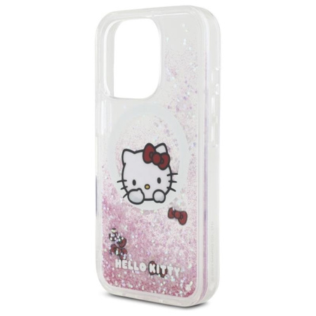 Hello Kitty Liquid Glitter Sweet Kitty Bows MagSafe - Etui iPhone 16 Pro (biały) (HKHMP16LLSWKH)
