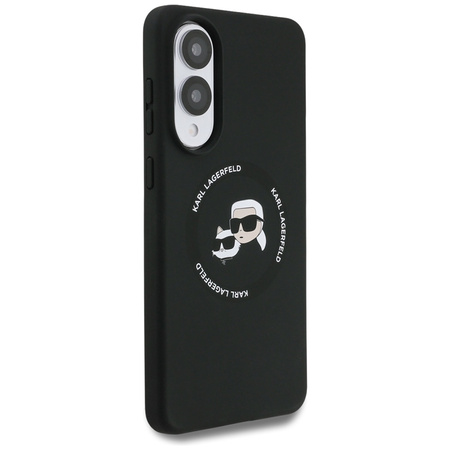 Karl Lagerfeld Silicone Double Heads And Circle MagSafe - Etui Samsung Galaxy S25 Edge (czarny) (KLHMS25ESKCHTCK)