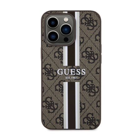 Guess 4G Printed Stripes MagSafe - Etui iPhone 13 Pro Max (Brązowy) (GUHMP13XP4RPSW)