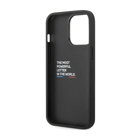 BMW Leather Carbon Blue Line - Etui iPhone 13 Pro (Czarny) (BMHCP13L22NBCK)