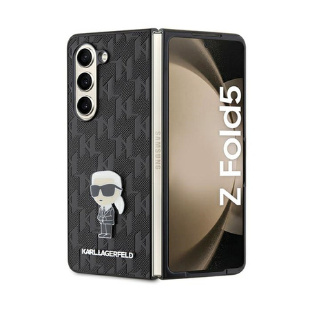 Karl Lagerfeld NFT Saffiano Monogram Ikonik Pin - Etui Samsung Galaxy Z Fold 5 (czarny) (KLHCZFD5SAPKINPK)
