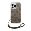 Guess 4G Print Cord - Etui ze smyczką iPhone 14 Pro Max (brązowy) (GUOHCP14XH4STW)