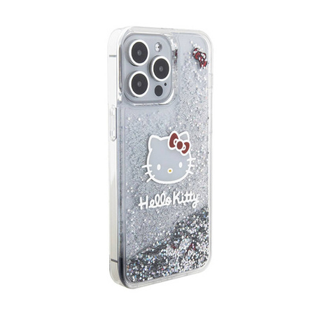 Hello Kitty Liquid Glitter Charms Kitty Head - Etui iPhone 15 Pro Max (srebrny) (HKHCP15XLIKHET)