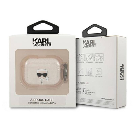 Karl Lagerfeld Karl Head Glitter - Etui Airpods Pro (złoty) (KLAPUKHGD)