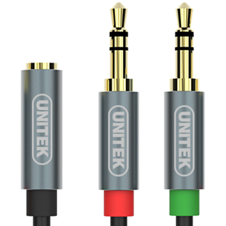 Unitek Kabel Przewód Przejściówka Adapter miniJack 3,5mm (F) - 2x 3,5mm (M) (Y-C957ABK)