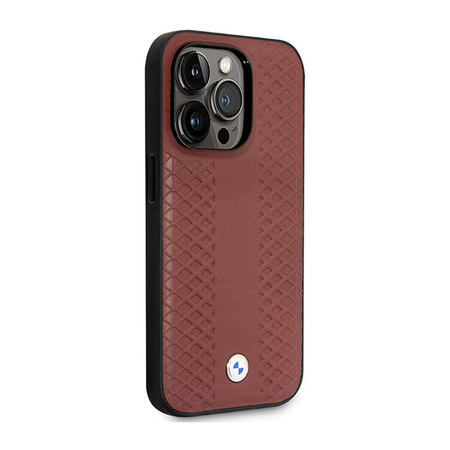 BMW Leather Diamond Pattern - Etui iPhone 14 Pro Max (burgundowy) (BMHCP14X22RFGR)