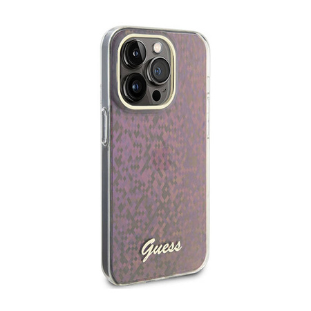 Guess IML Faceted Mirror Disco Iridescent - Etui iPhone 15 Pro (różowy) (GUHCP15LHDECMP)