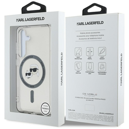 Karl Lagerfeld Button Karl & Choupette Heads Printed Logo MagSafe - Etui Samsung Galaxy S25 (czarny) (KLHMS25SHLSKCK)