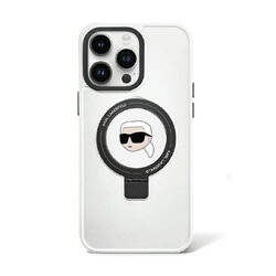 Karl Lagerfeld Ring Stand Karl Head MagSafe - Etui iPhone 15 Pro (biały) (KLHMP15LHMRSKHH)