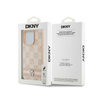 DKNY Leather Checkered Mono Pattern & Printed Stripes - Etui iPhone 15 Pro (różowy) (DKHCP15LPCPTSSP)