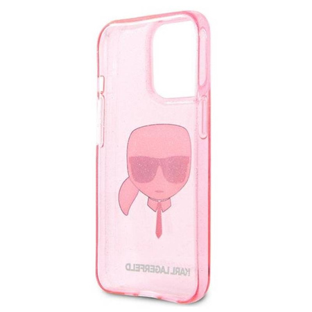 Karl Lagerfeld Karl’s Head Glitter - Etui iPhone 13 Pro Max (różowy) (KLHCP13XKHTUGLP)