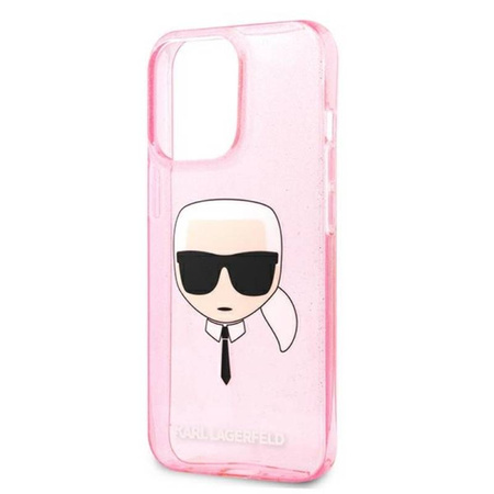 Karl Lagerfeld Karl’s Head Glitter - Etui iPhone 13 Pro Max (różowy) (KLHCP13XKHTUGLP)