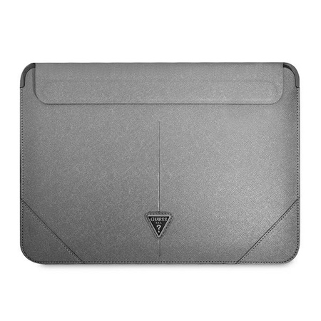 Guess Saffiano Triangle Logo Sleeve - Etui na notebooka 16" (srebrny) (GUCS16PSATLG)