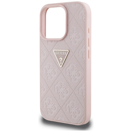 Guess Hot Stamp 4G Pattern Triangle Metal Logo - Etui do iPhone 16 Pro Max (różowy) (GUHCP16XPGP4STRP)