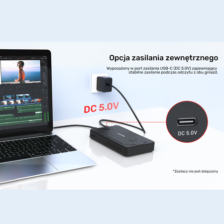 Unitek Obudowa dysku SSD M.2 NVMe i SATA 10Gbps USB (S1229CBK01)