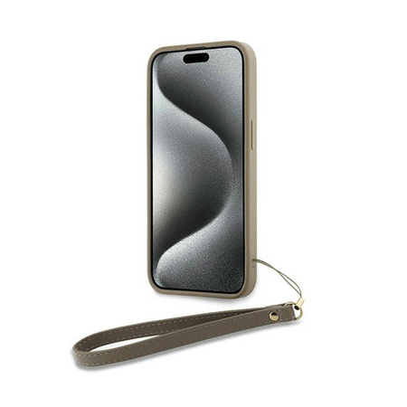 DKNY Wrist Strap Stock Logo - Etui iPhone 15 Pro Max (beżowy) (DKHCP15XPBSWSE)