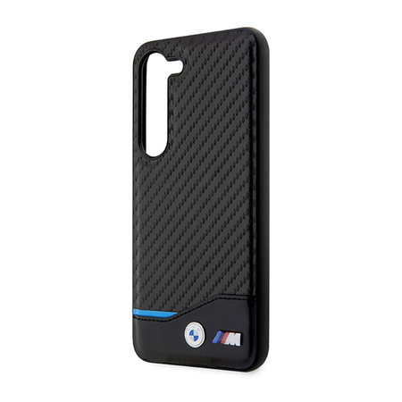 BMW Leather Carbon Blue Line - Etui Samsung Galaxy S23+ (czarny) (BMHCS23M22NBCK)