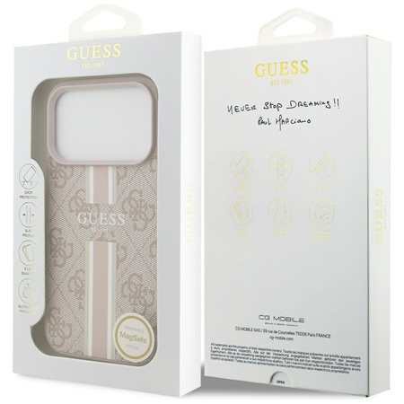 Guess 4G Printed Stripes MagSafe - Etui iPhone 17 Pro (różowy) (GUHMP17LP4RPSP)