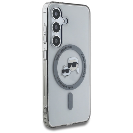 Karl Lagerfeld Button Karl & Choupette Heads Printed Logo MagSafe - Etui Samsung Galaxy S25 (czarny) (KLHMS25SHLSKCK)