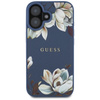 Guess Grained Printed Flower Pattern MagSafe - Etui do iPhone 16 (niebieski) (GUHMP16SPGNMPLMB)