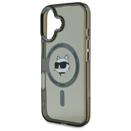 Karl Lagerfeld IML Metal Choupette Head MagSafe - Etui iPhone 16 Plus (czarny) (KLHMP16MHLSCHK)