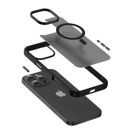 Crong Hybrid Frost MAG Cover - Etui z MagSafe do iPhone 16 Pro Max (czarny) (CRGHFMIP1669PBLK)