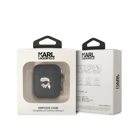 Karl Lagerfeld Silicone NFT Karl Head 3D - Etui AirPods 1/2 gen (czarny) (KLA2RUNIKK)