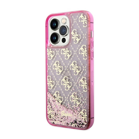 Guess Liquid Glitter Transculent 4G - Etui iPhone 14 Pro Max (Różowy) (GUHCP14XLC4PSGP)