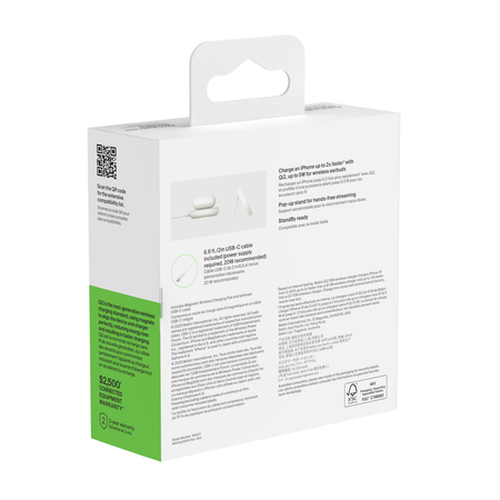 Belkin Ładowarka magnetyczna, Qi2 15W, rozkładana, zasilacz 20W, biała (WIA011KQWH)