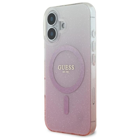 Guess IML Glitter Gradient MagSafe - Etui iPhone 16 Plus (różowy) (GUHMP16MHGRCELP)