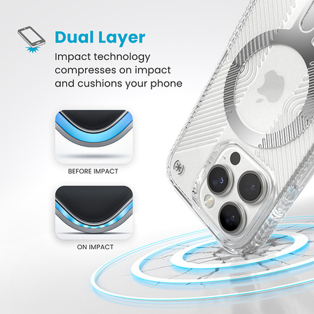 Speck Presidio Perfect-Clear Grip ClickLock & MagSafe - Etui iPhone 16 Pro (Clear / Chrome Finish / Serene Silver) (150704-3199)